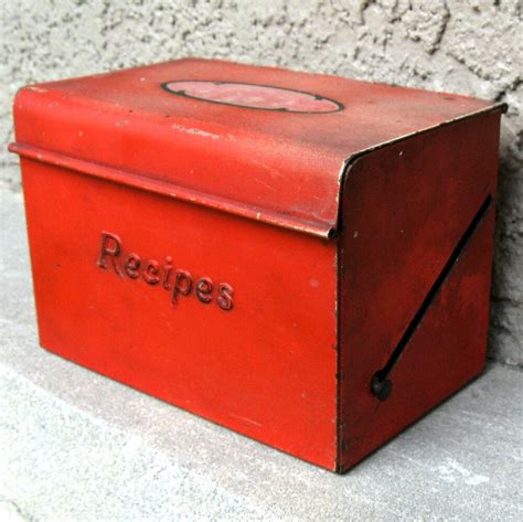 embossed vintage metal recipe box|Amazon.com: Metal Recipe Box.